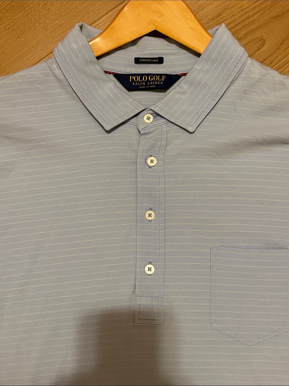 Ralph Lauren POLO GOLF Men's Pale Blue Polo with mint green stripe